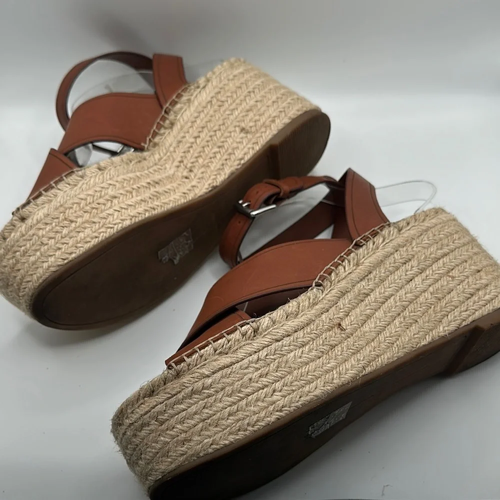 Dolce Vita Sz 10 Carsie Brown Leather Espadrille Wedges‎ Ankle Strap